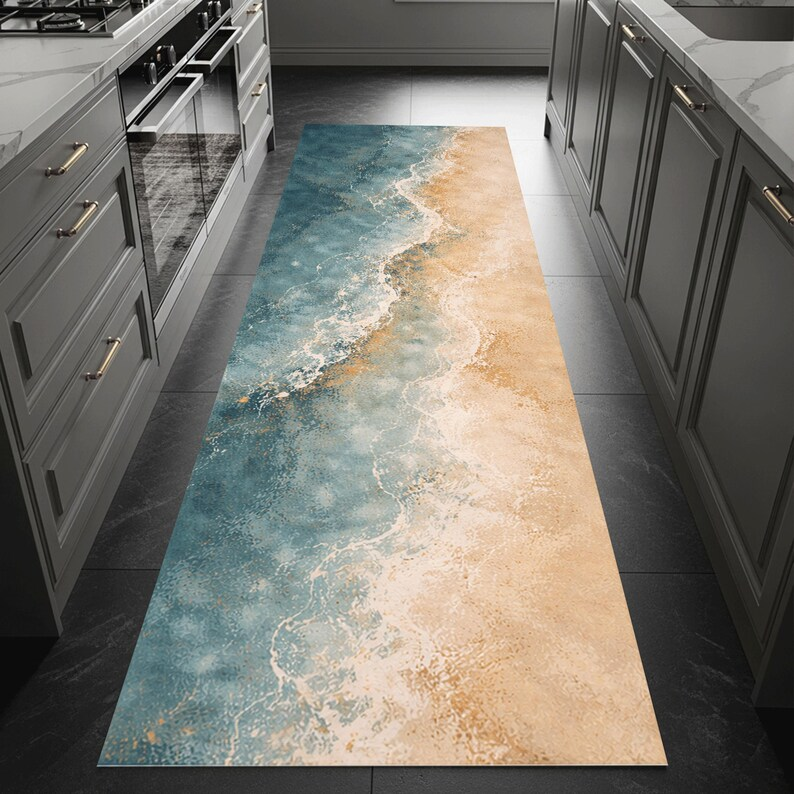 Home Fragrance Ocean Breeze - Abstract Ocean Runner Rug Coastal Wave